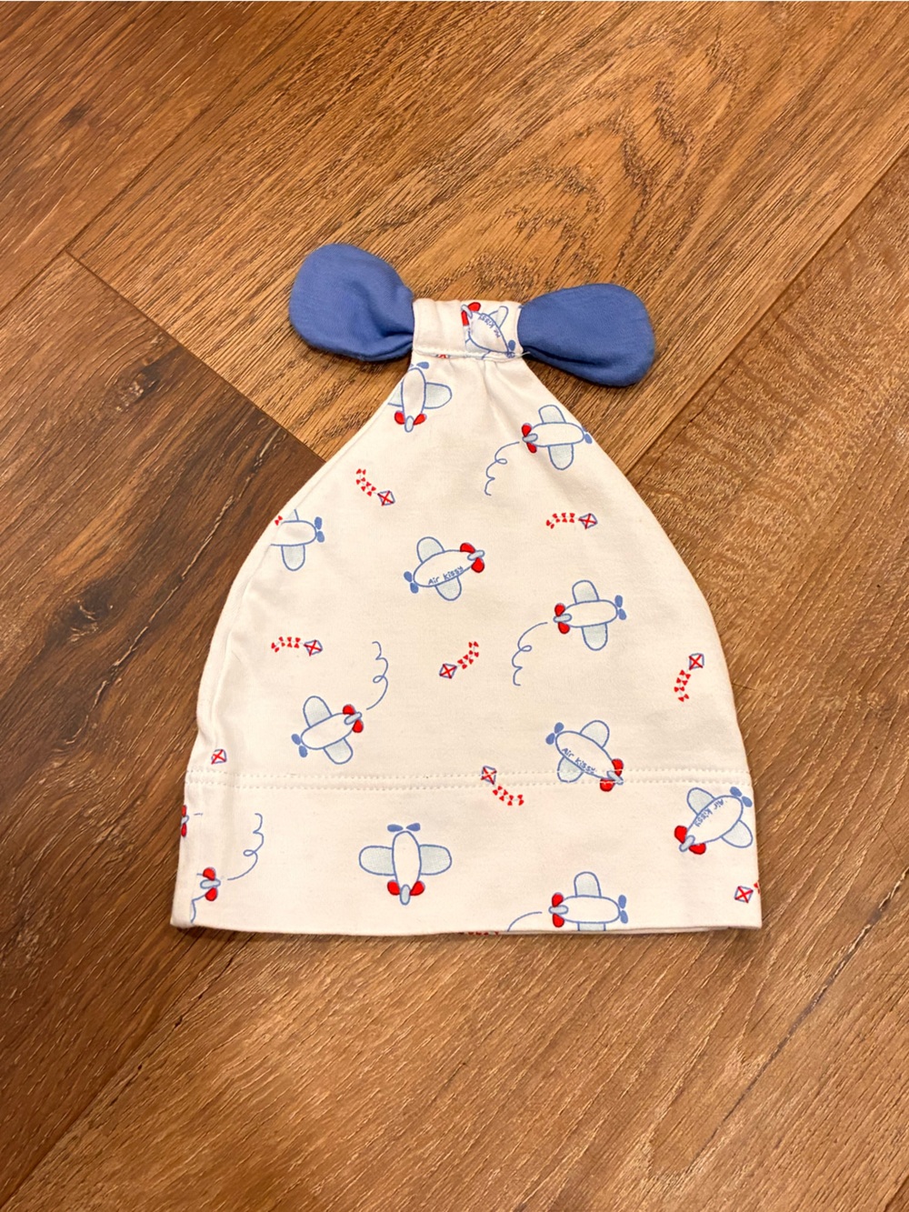 NWOT Kissy Kissy White Infant Airplane Hat Plane Aviation Baby Pima Cotton 0-6m